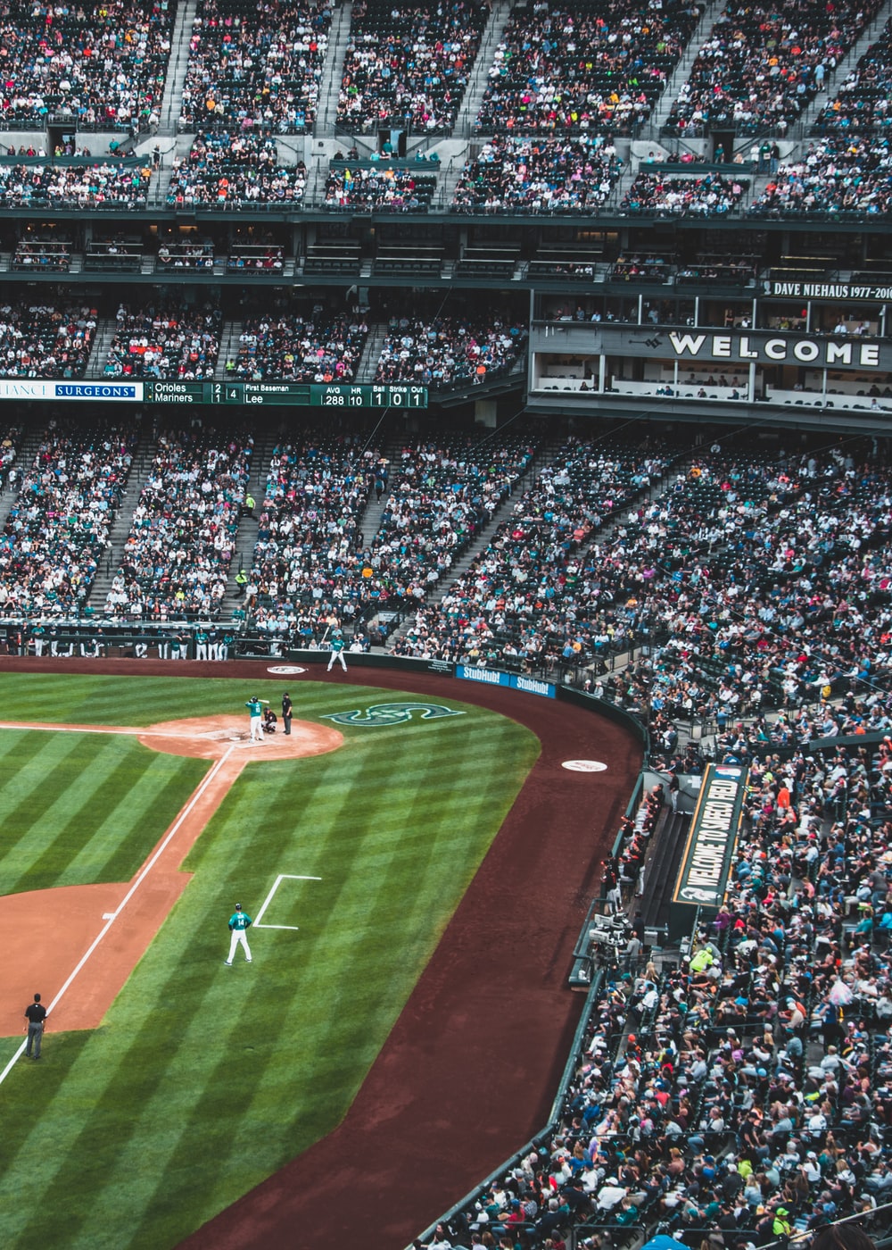 aerial view photography of crowd at the baseball stadium