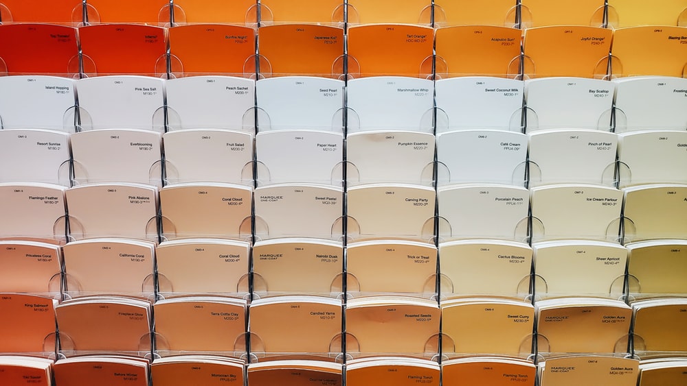 white and orange paint samples