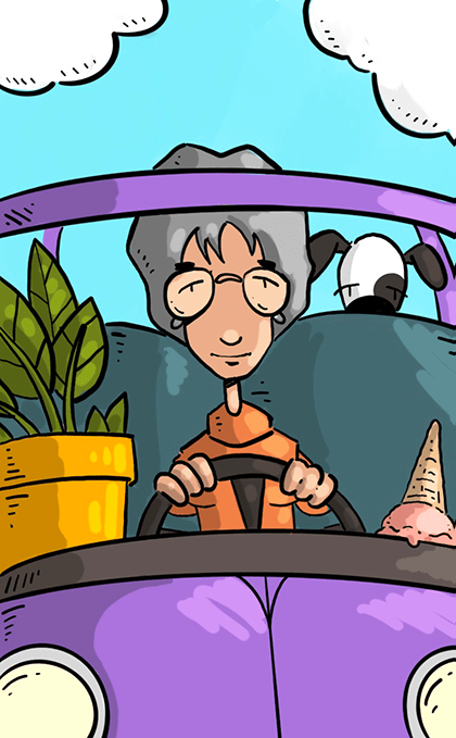 illustration woman driving car